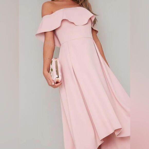 Chi Chi London Bandeau Off The Shoulder Ruffle Midi Dress - Picture 3 of 7